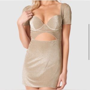 La Senza Velvet Glitter Slip Short Dress in Neutral, Size Women’s Small